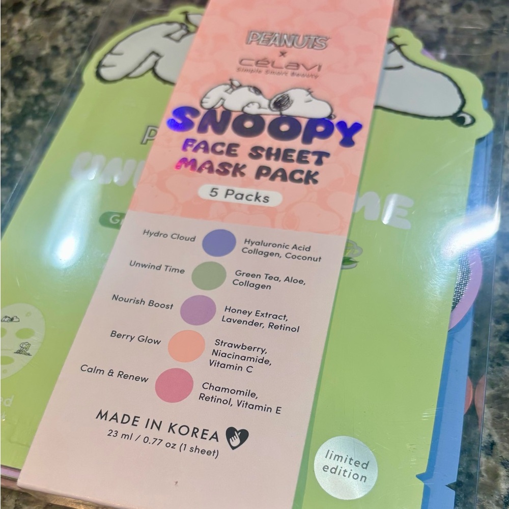 Peanuts Snoopy Face Sheet Mask Pack - Limited Edition